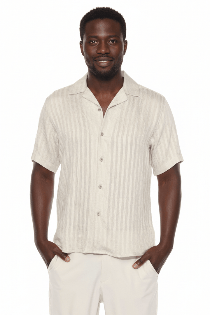 Men's Resort Style Casual Striped Lightweight Rayon Blend Shirt - Especially Yours