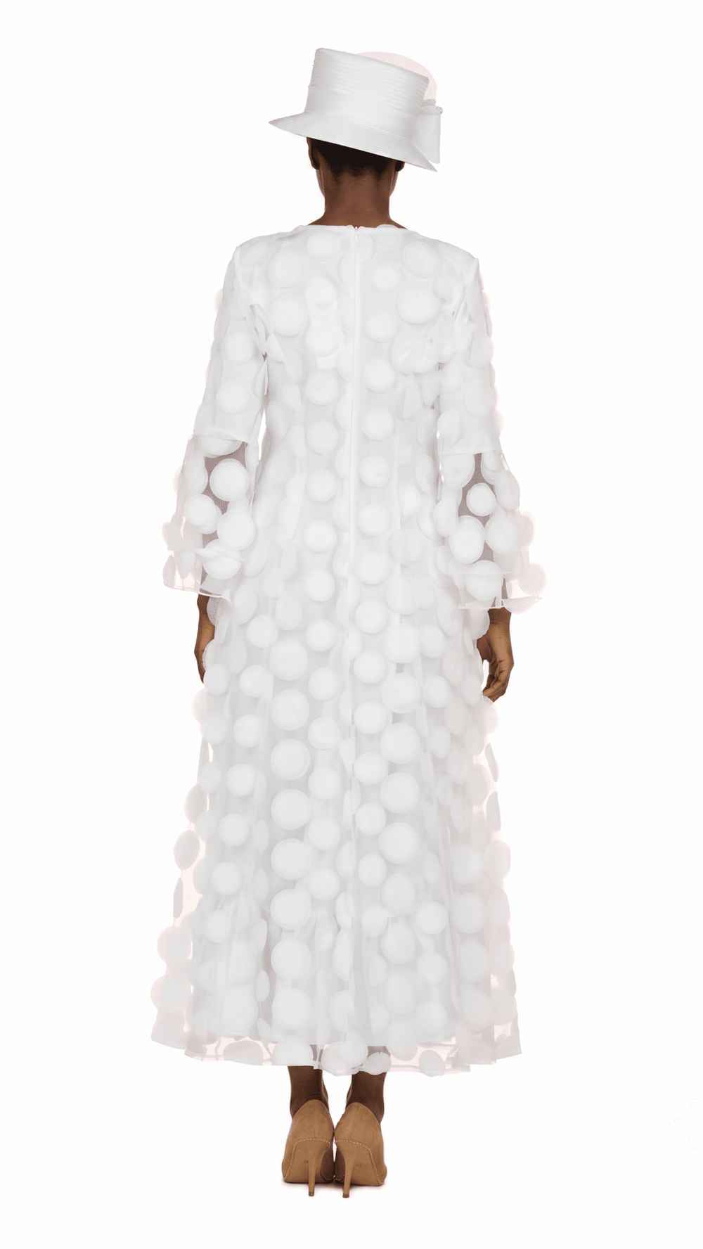 Elegant 3D Dot Mesh Bell Sleeve Maxi Dress-Plus - Especially Yours