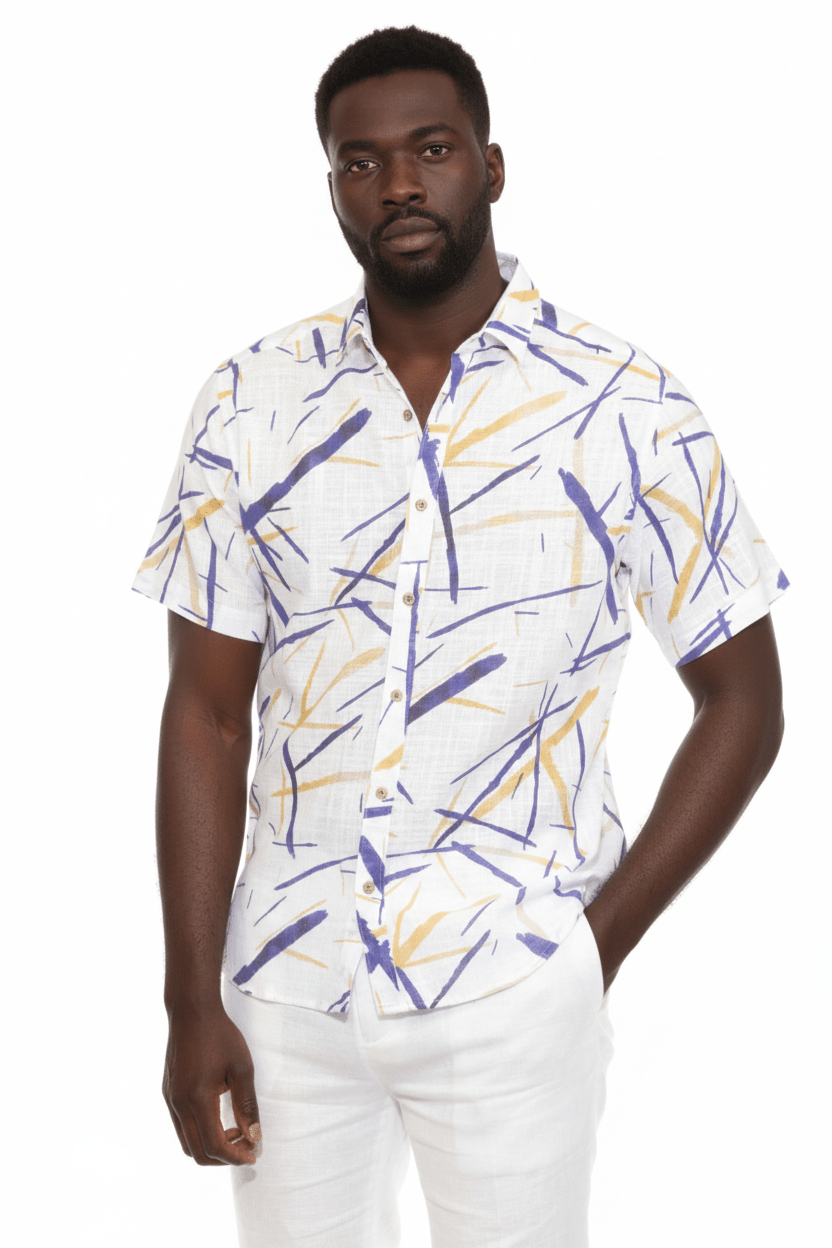 Men's Resort Style Casual Linen Blend Colorful Print Shirt - Especially Yours