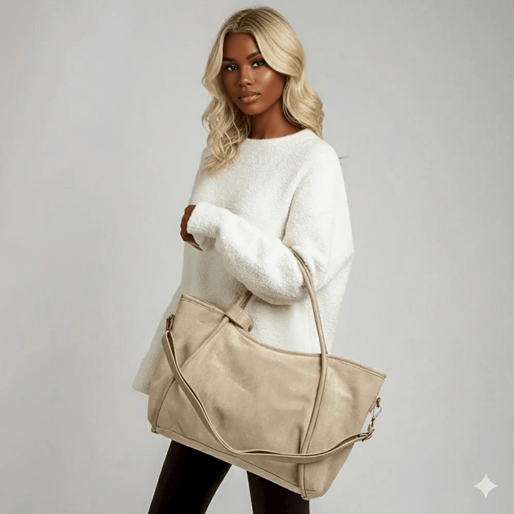 Faux Suede Plain Shoulder Bag - Especially Yours