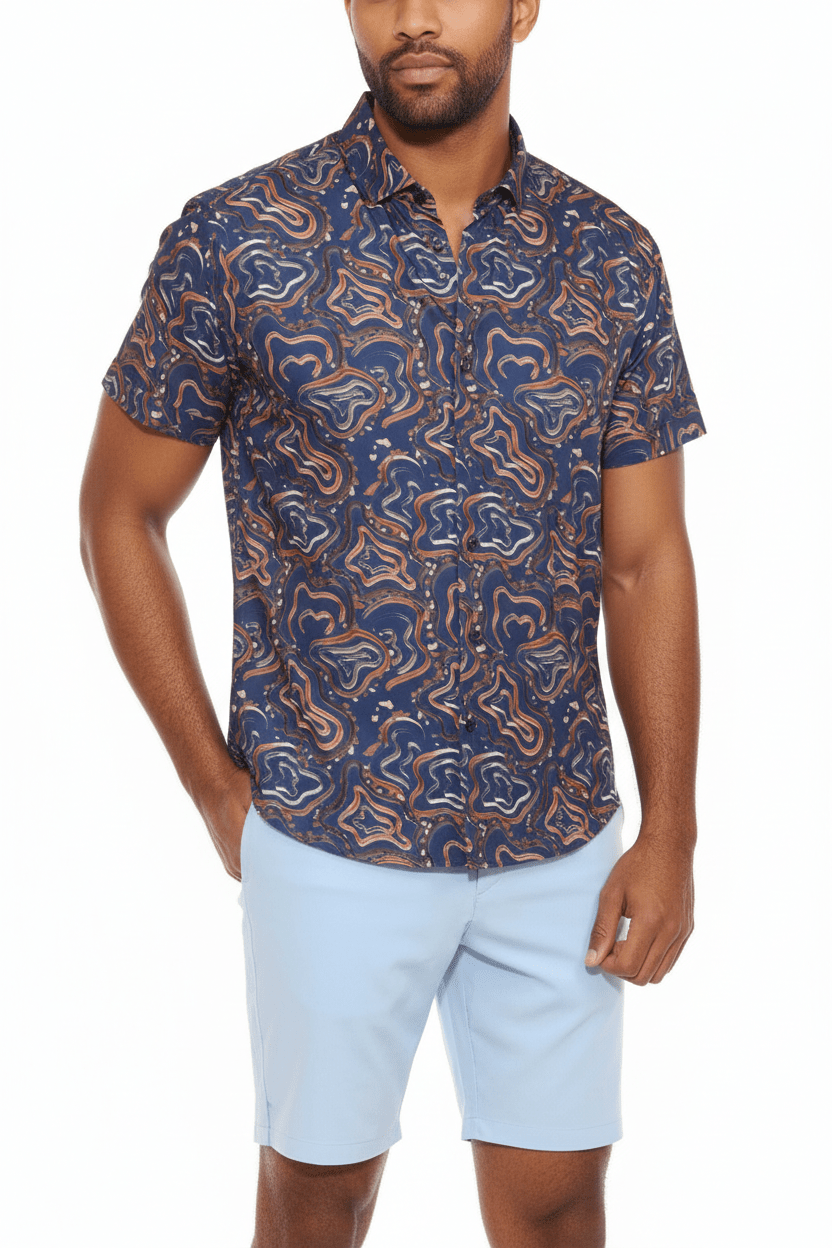 Men’s Radiant Abstract Short Sleeve Stretch Shirt - Especially Yours