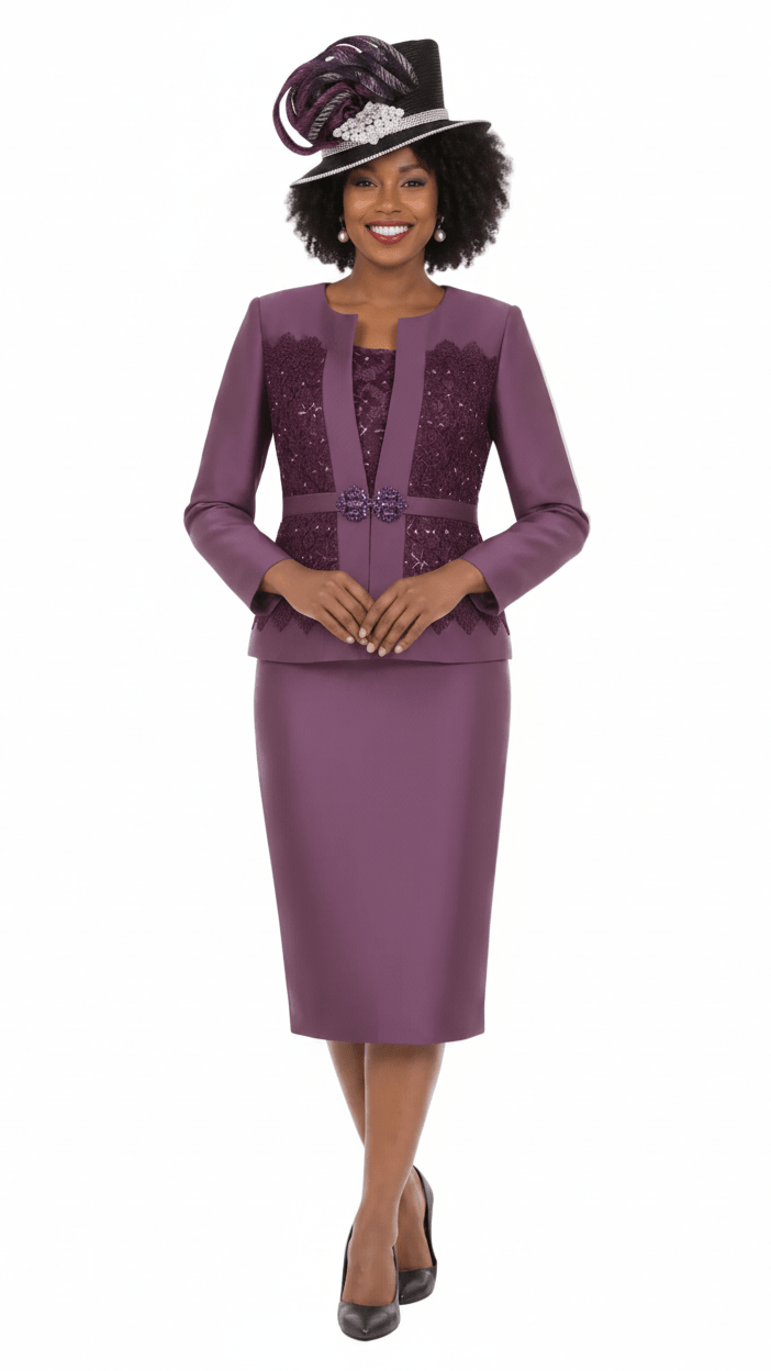 Embellished Lace & Silky Twill 3pc Skirt Suit - Especially Yours