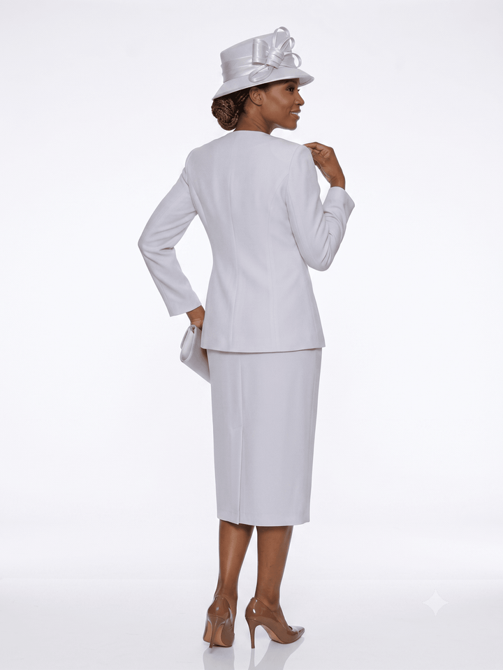2pc Skirt Suit w/ Multi-Slit Embroidered Jacket - Especially Yours