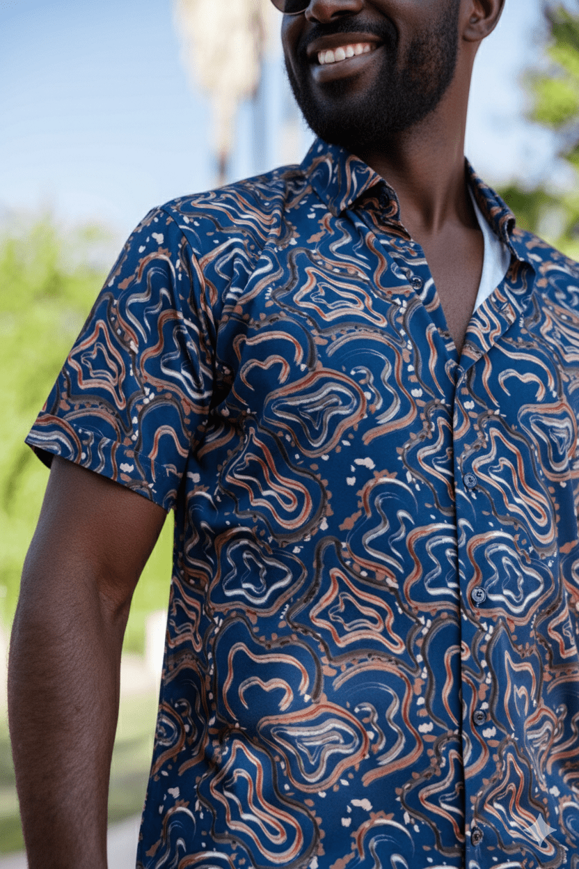 Men’s Radiant Abstract Short Sleeve Stretch Shirt - Especially Yours