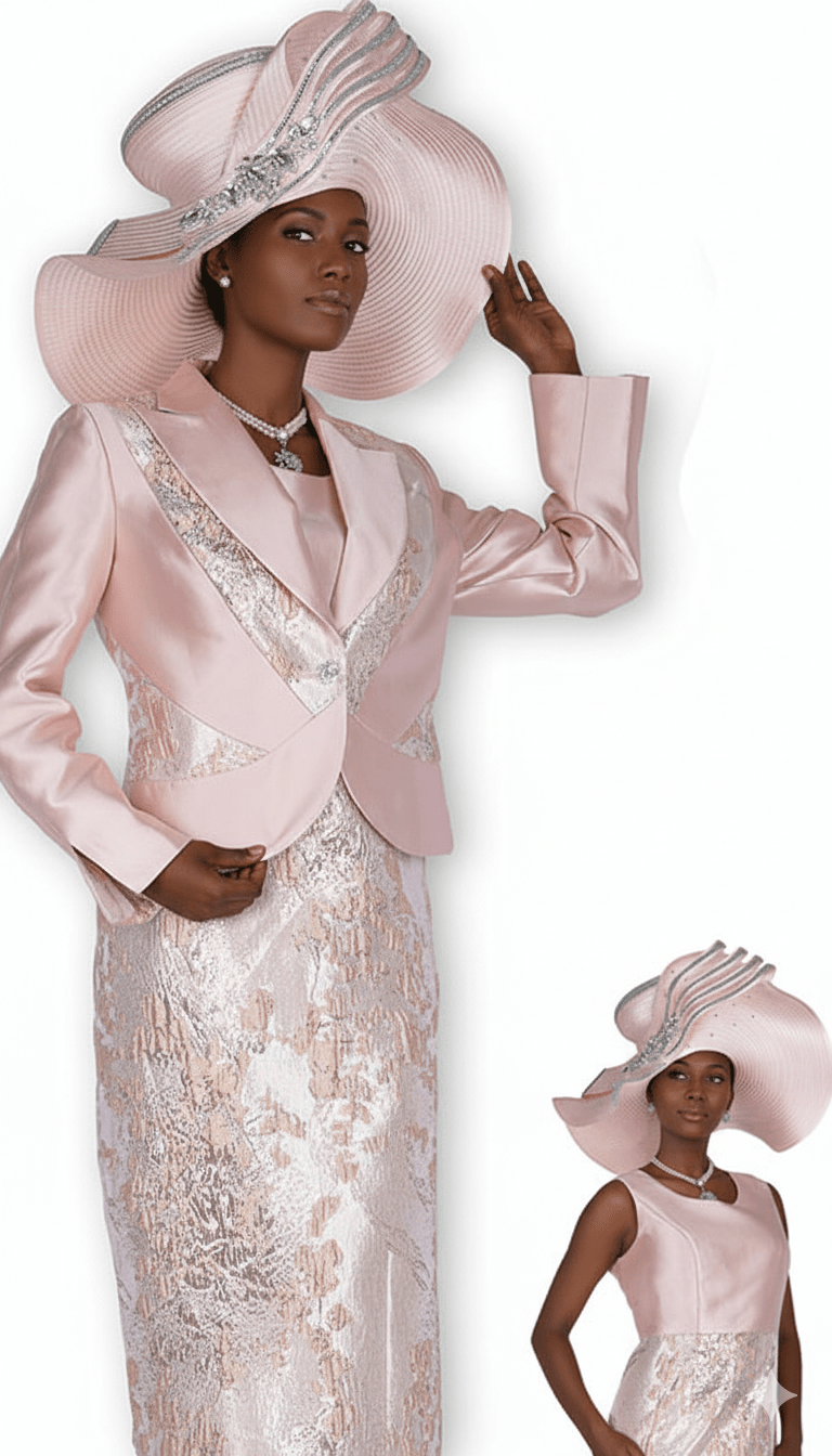 Elegant White Metallic Pattern Church Dress Suit with Rhinestone Jacket - Especially Yours