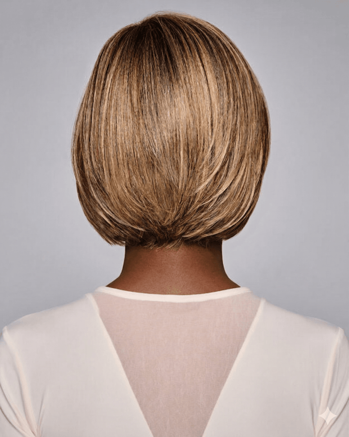 Kim Kimble Amara bob lace front wig back view – rounded stacked back warm blonde MC11SS full shape | EY