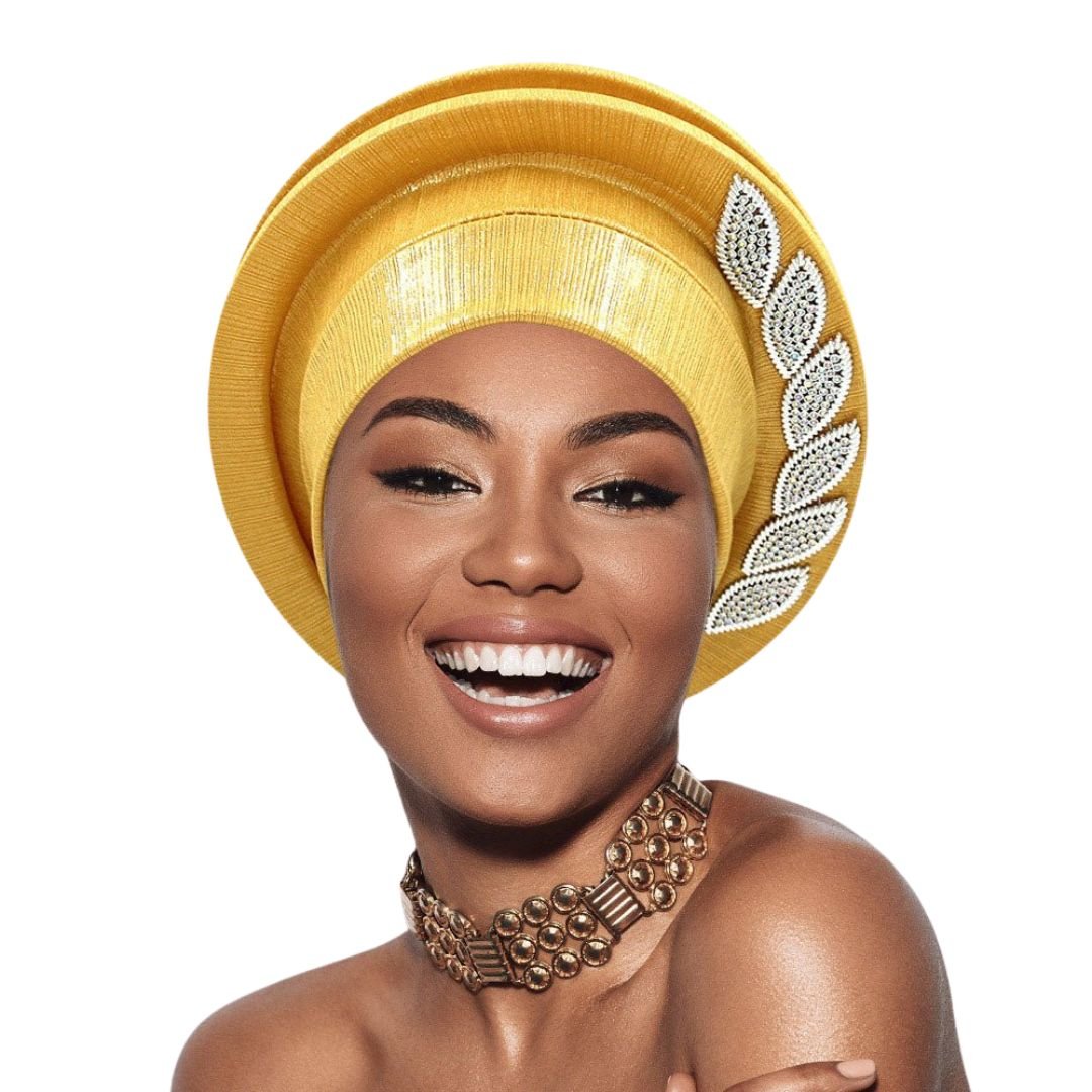 Stone Paved Marquise Leaf Accent Layered Turban Hair Wrap - Especially Yours