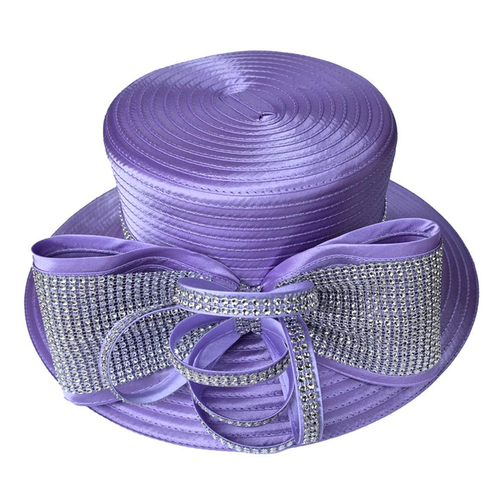 Bling Studded Bow Accent Wide Brim Statement Dressy Hat - Especially Yours