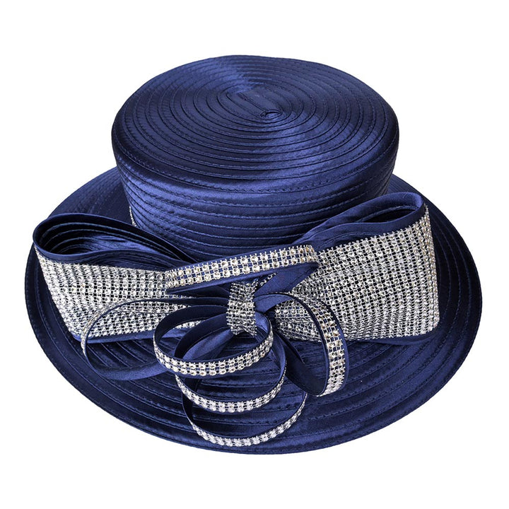 Bling Studded Bow Accent Wide Brim Statement Dressy Hat - Especially Yours