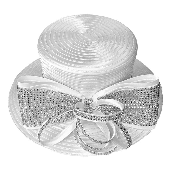 Bling Studded Bow Accent Wide Brim Statement Dressy Hat - Especially Yours
