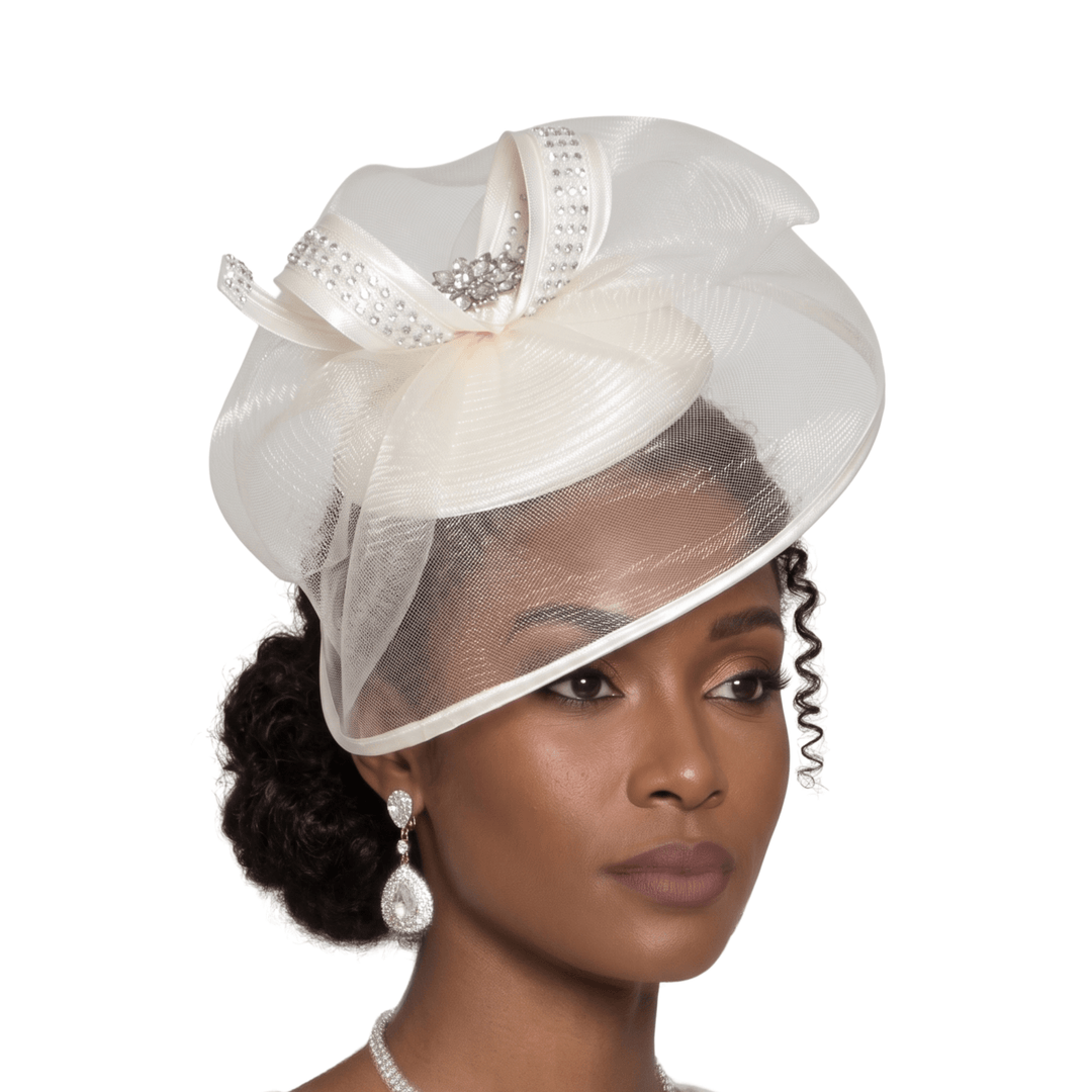Rhinestone Organza Dress Hat by Lily and Taylor - Especially Yours