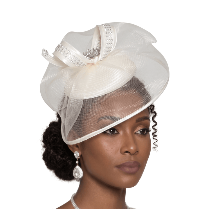 Rhinestone Organza Dress Hat by Lily and Taylor - Especially Yours