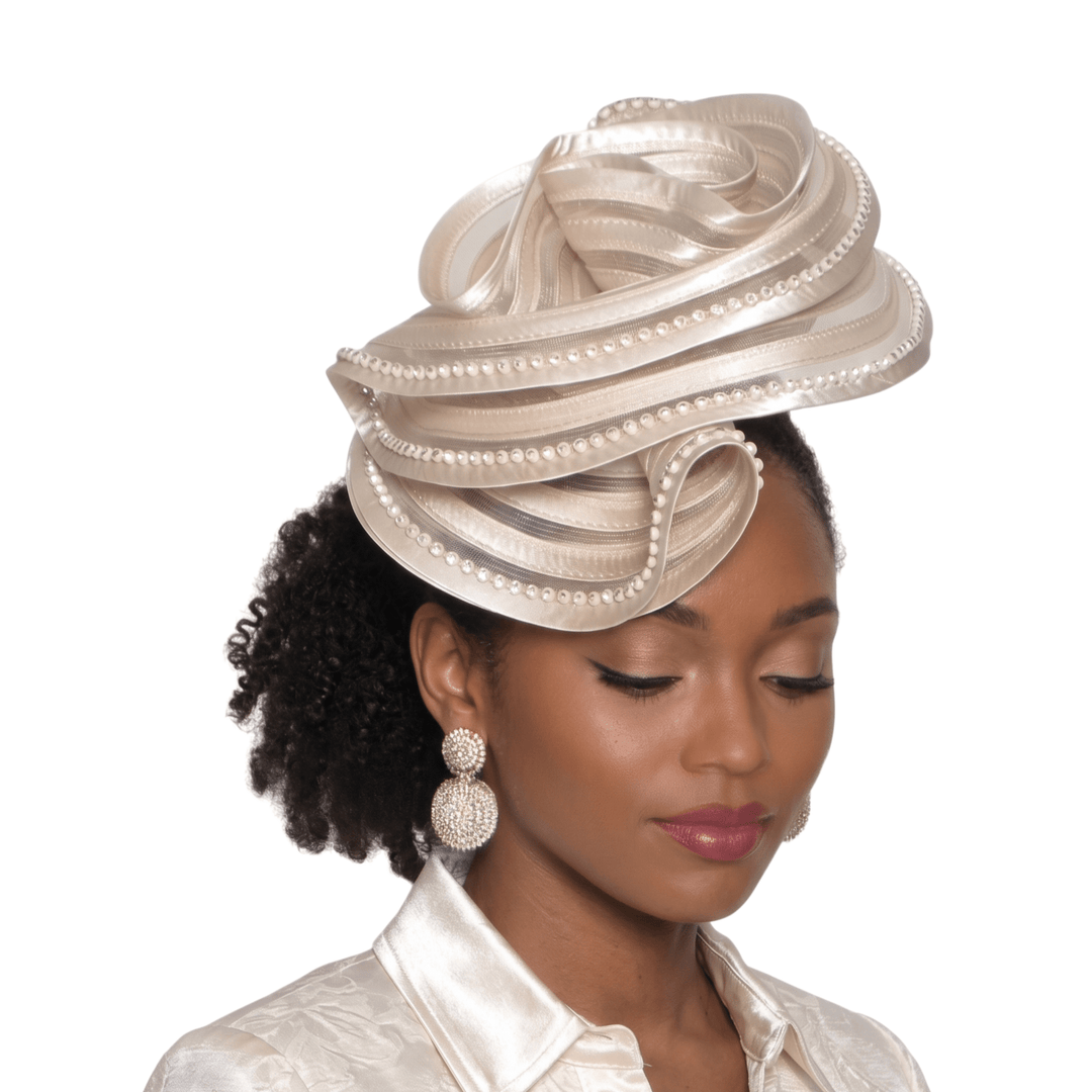 Pearl Trim Satin Fascinator Hat by Lily and Taylor - Especially Yours