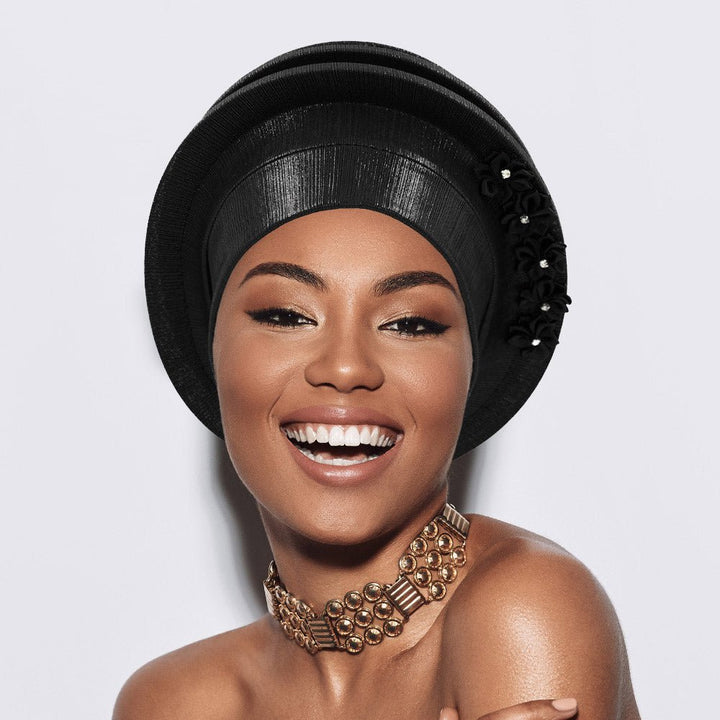 Floral Accent Structured Turban Hair Wrap - Especially Yours