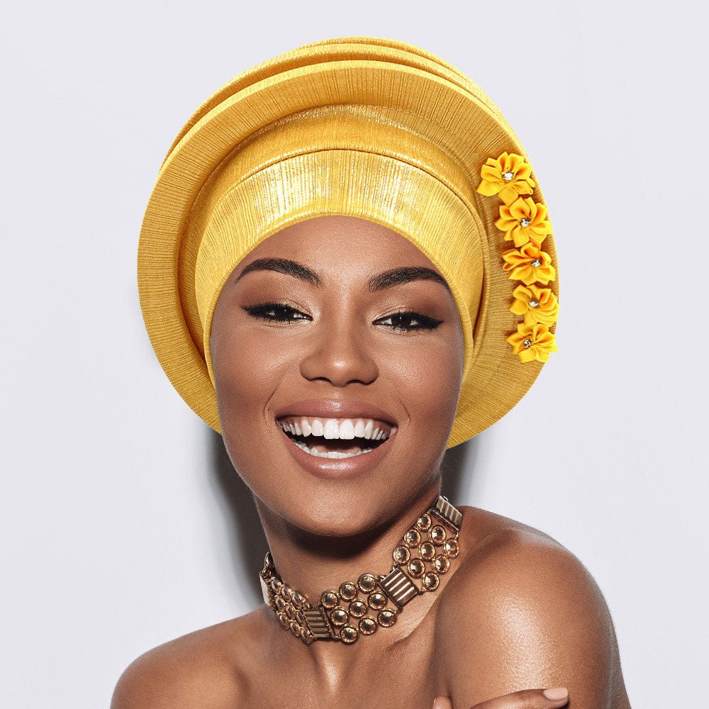 Floral Accent Structured Turban Hair Wrap - Especially Yours