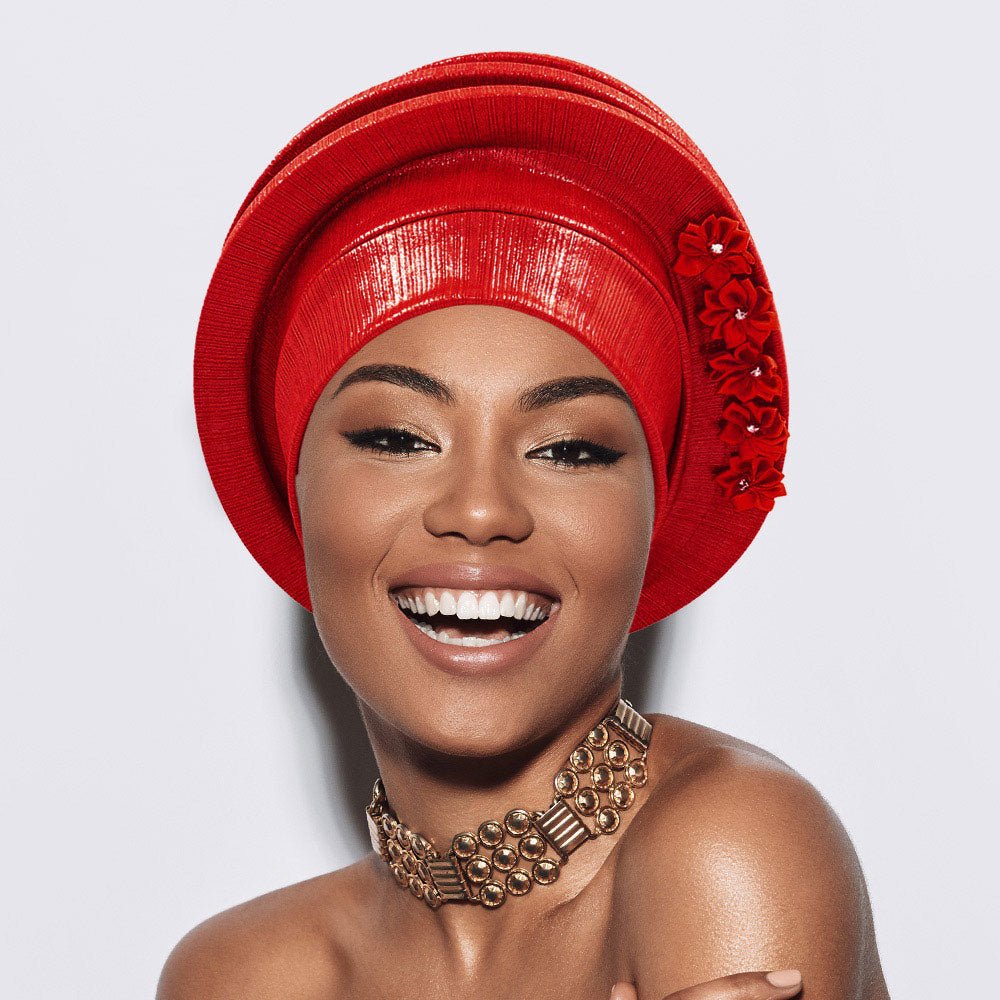 Floral Accent Structured Turban Hair Wrap - Especially Yours