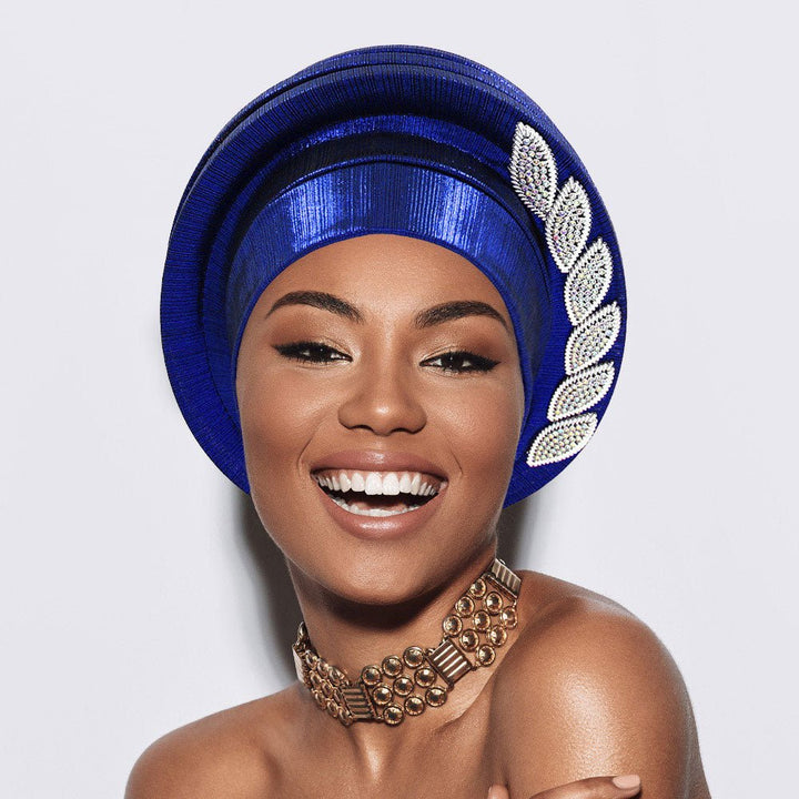 Stone Paved Marquise Leaf Accent Layered Turban Hair Wrap - Especially Yours
