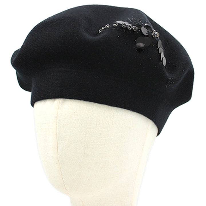 Decorative Sequin Rhinestone Embellished Winter Beret Hat - Especially Yours