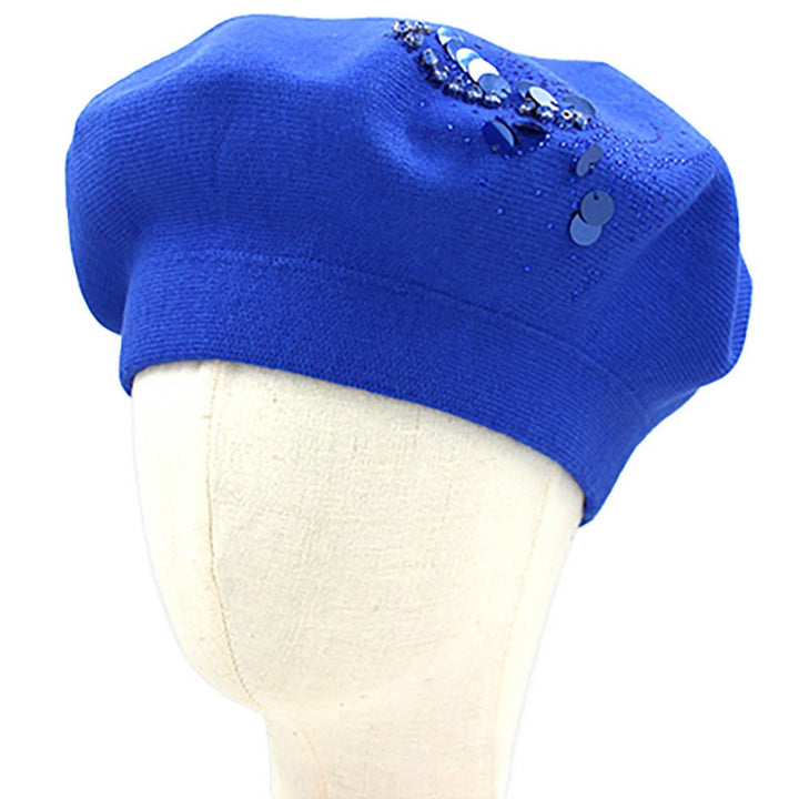 Decorative Sequin Rhinestone Embellished Winter Beret Hat - Especially Yours