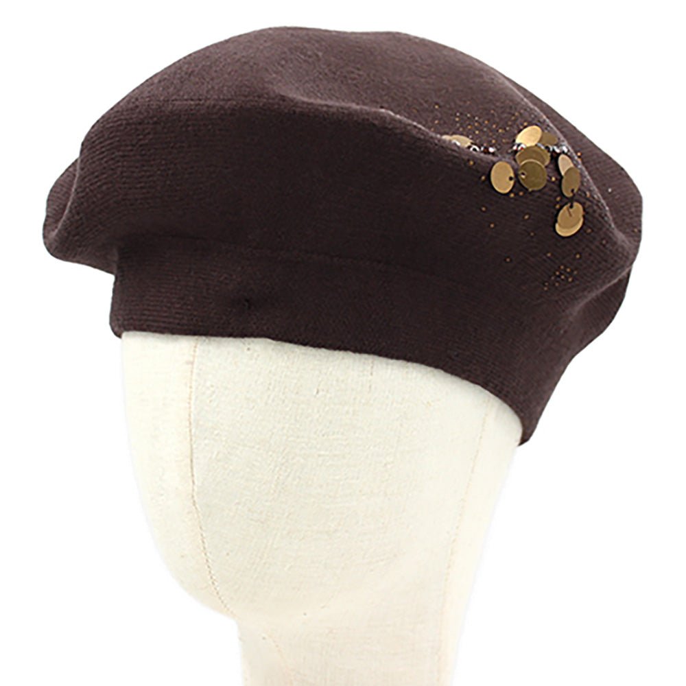 Decorative Sequin Rhinestone Embellished Winter Beret Hat - Especially Yours