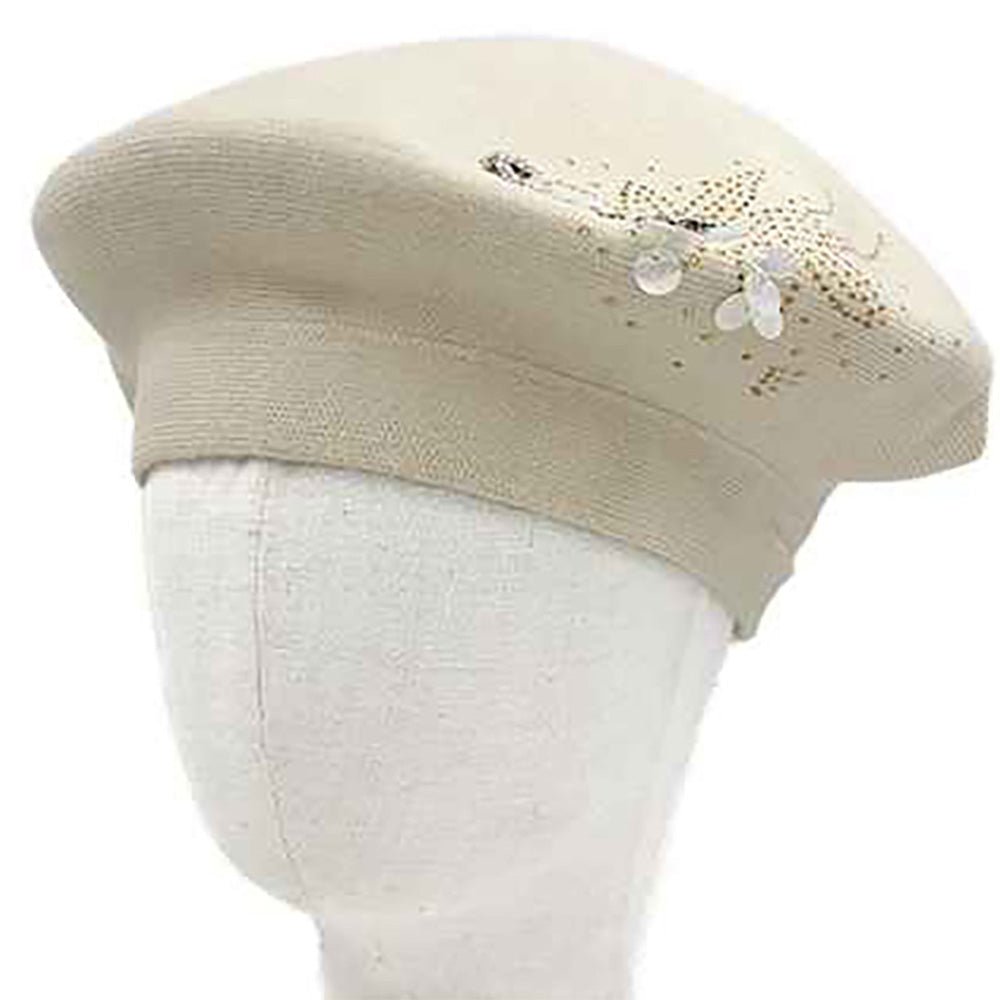 Decorative Sequin Rhinestone Embellished Winter Beret Hat - Especially Yours