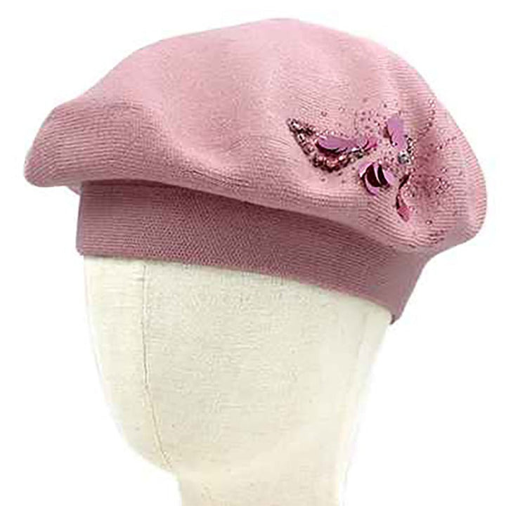 Decorative Sequin Rhinestone Embellished Winter Beret Hat - Especially Yours