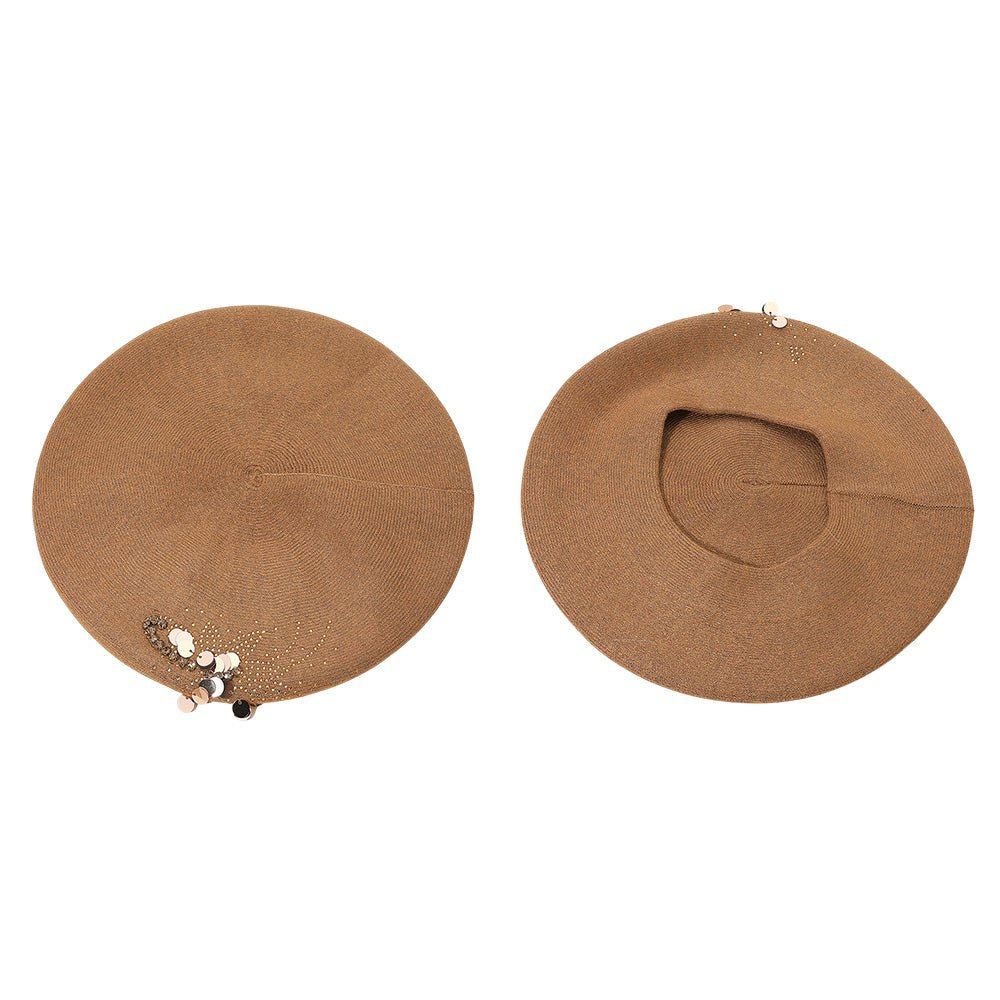 Decorative Sequin Rhinestone Embellished Winter Beret Hat - Especially Yours