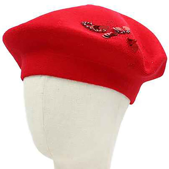 Decorative Sequin Rhinestone Embellished Winter Beret Hat - Especially Yours