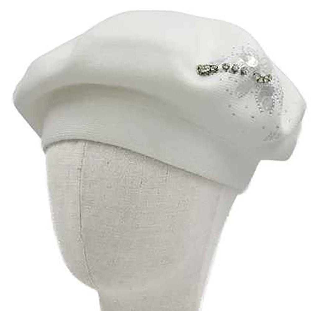 Decorative Sequin Rhinestone Embellished Winter Beret Hat - Especially Yours