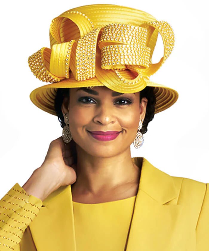 Women’s Formal Yellow Occasion Hat with Crystal Embellishments by Lily & Taylor - Especially Yours
