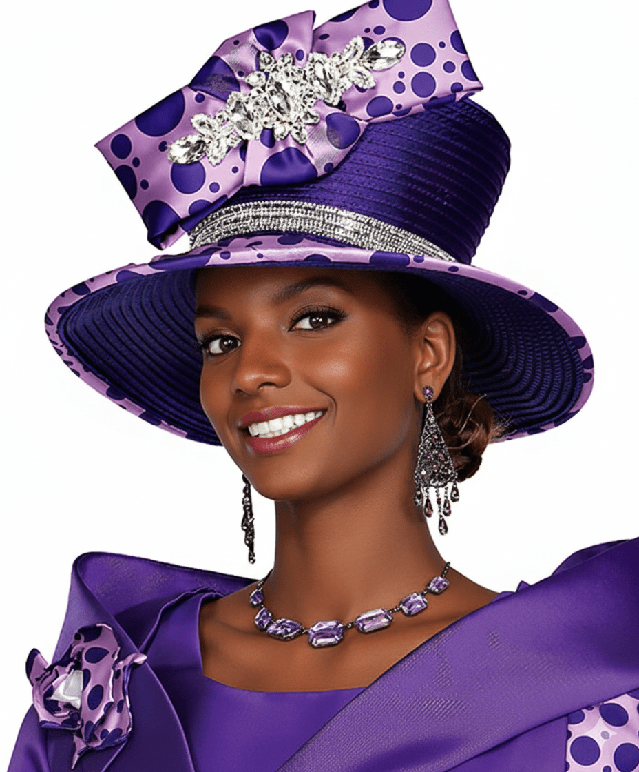 Champagne Italy H6014 - PU Elegant Purple Women's Church Hat Derby Style - Especially Yours