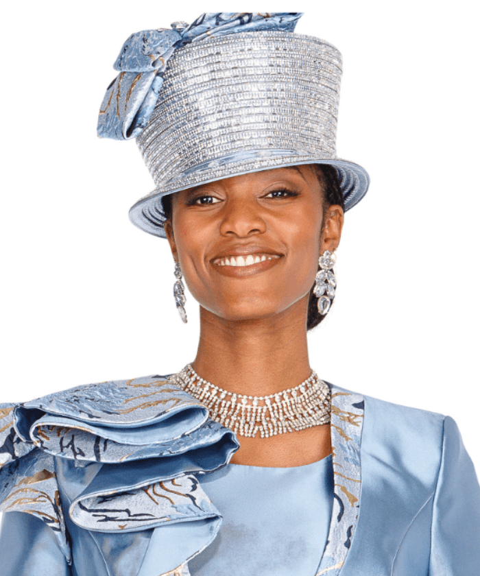Elegant Light Blue Champagne Italy H6101 Women's Church Hat