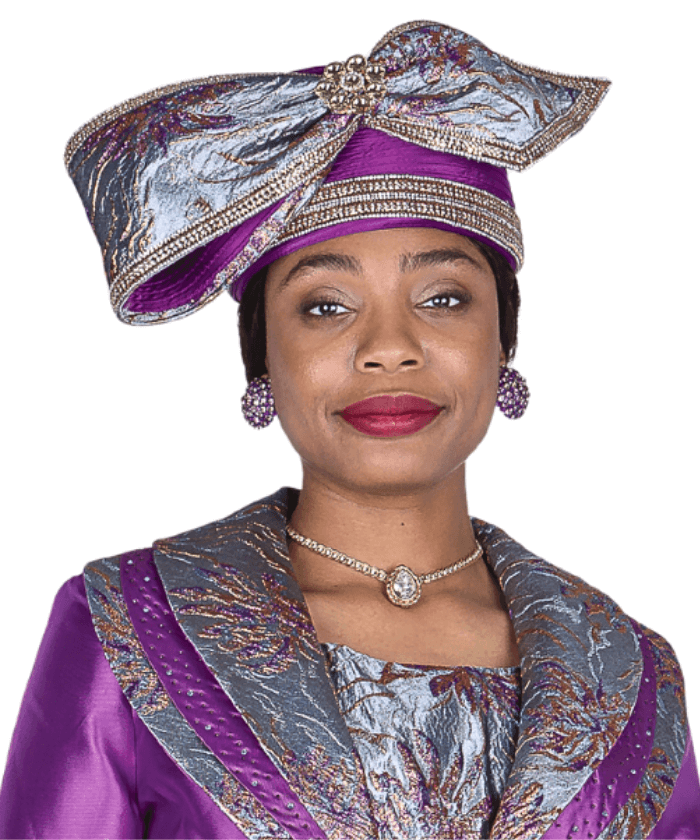 Elegant Elite Champagne H6160 Purple Women's Formal Church Hat - Especially Yours