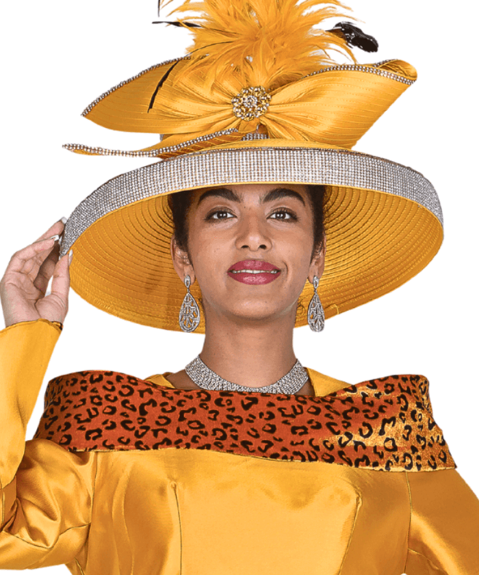 Elegant Elite Champagne H6167 Gold Women's Church Hat Wide Brim - Especially Yours