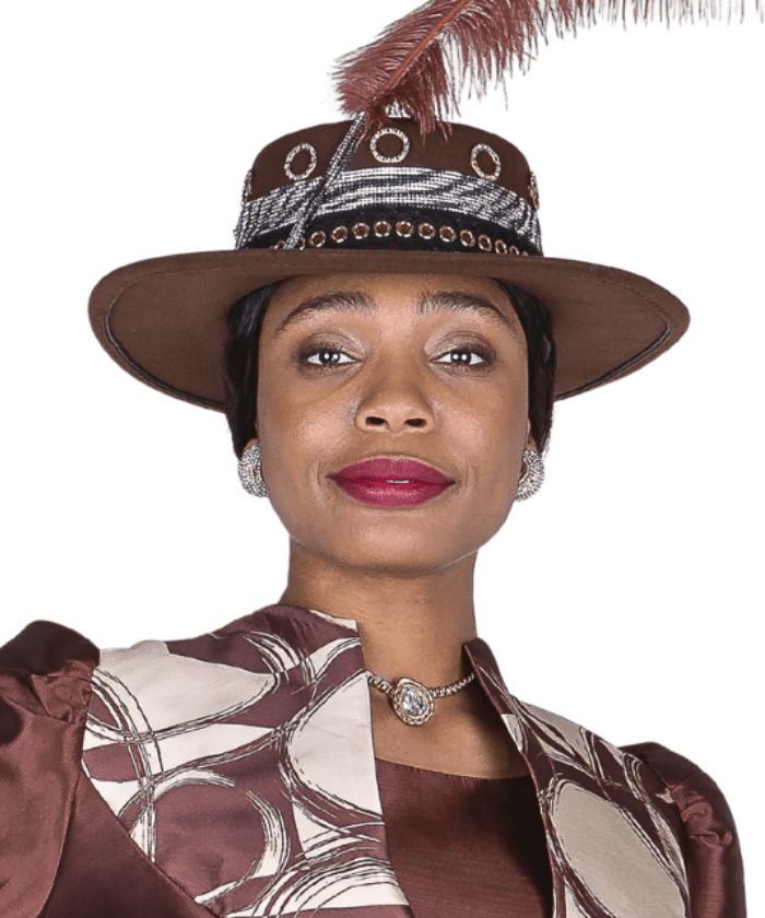 Elegant Women's Brown Church Hat with Embellished Band - Chic & Modest - Especially Yours