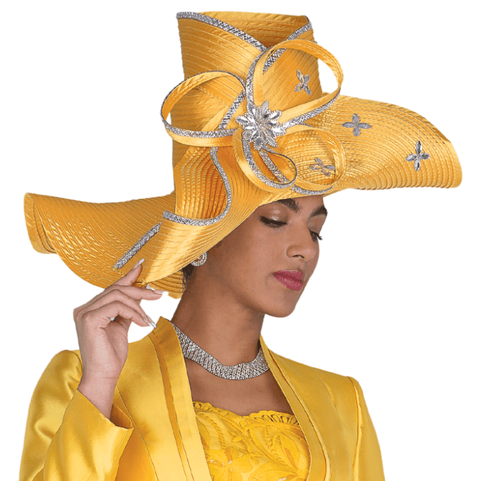 Elegant Gold Church Hat by Champagne Italy H6213 - GO - Embellished Women's Design - Especially Yours