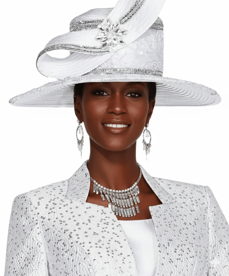 Elegant White Elite Champagne H6253 Church Hat with Wide Brim - Especially Yours