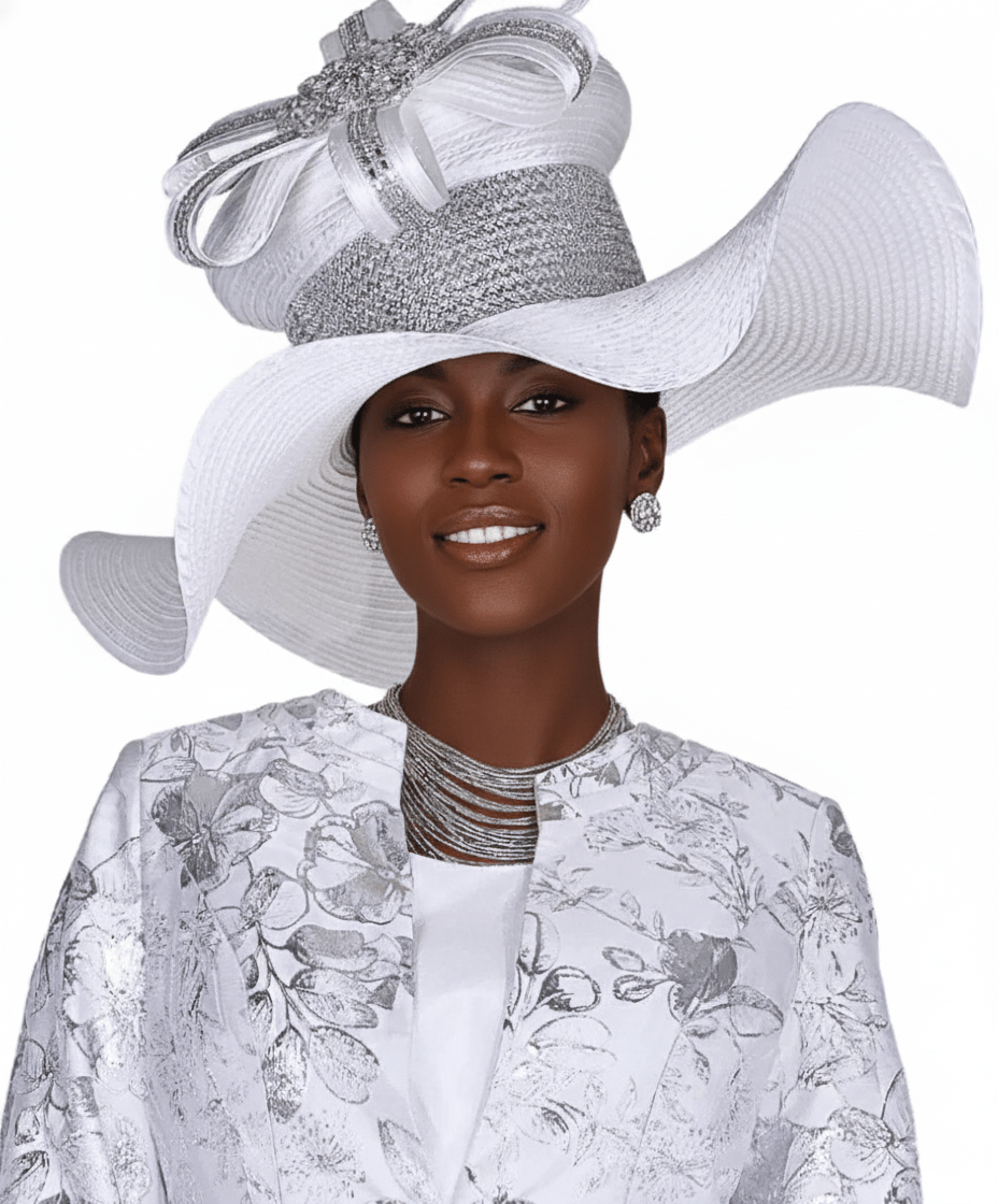Stunning Elite Champagne Silver Embellished Church Hat for Elegant Women - Especially Yours