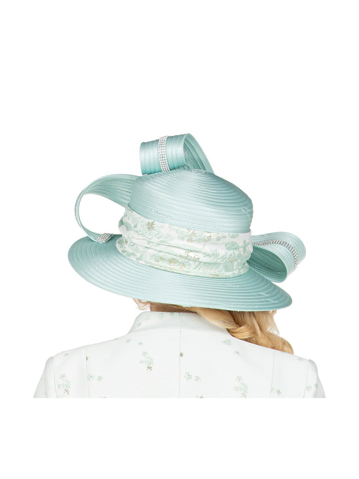 Rhinestone - Trim Ribbon Loop Wide Brim Occasion Hat - Especially Yours