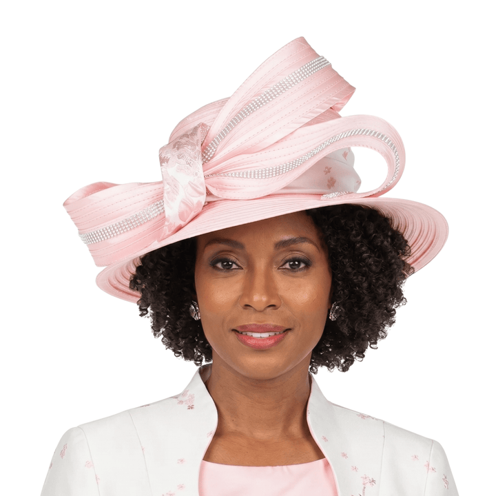 Rhinestone - Trim Ribbon Loop Wide Brim Occasion Hat - Especially Yours