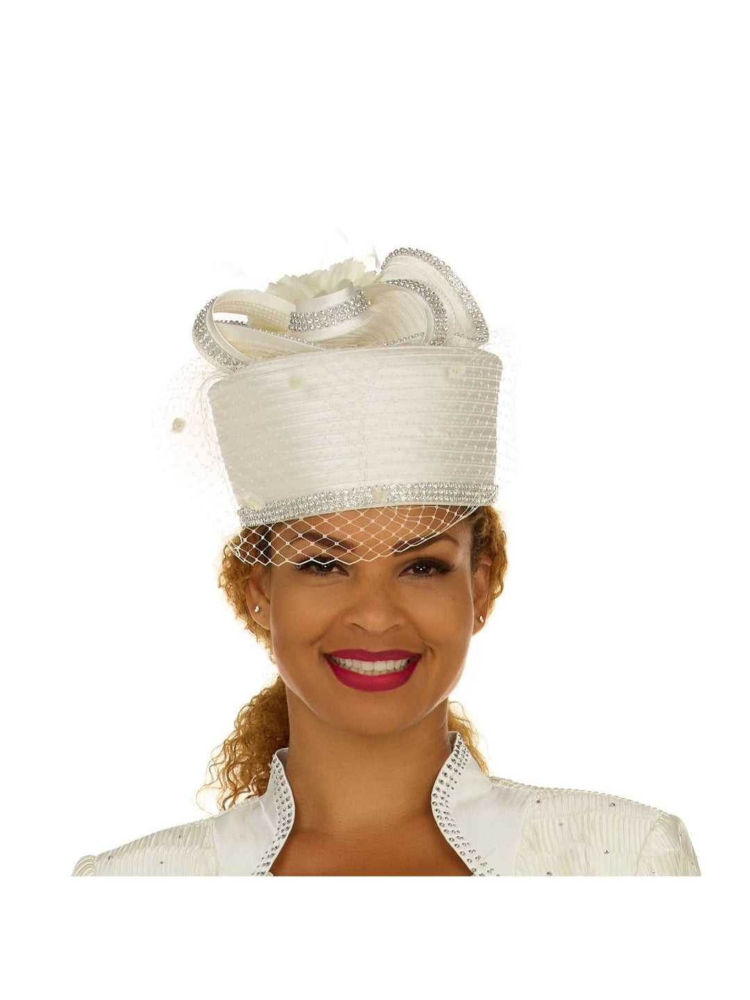 Sculpted Pillbox Hat with Veil & Feather Detail - Especially Yours