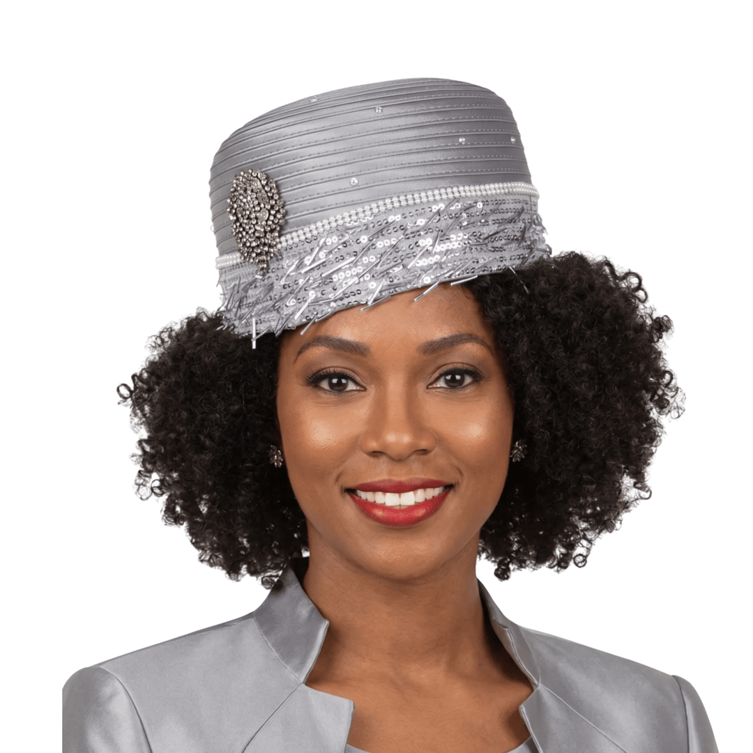 Rhinestone Fringe Pillbox Church Hat - Especially Yours