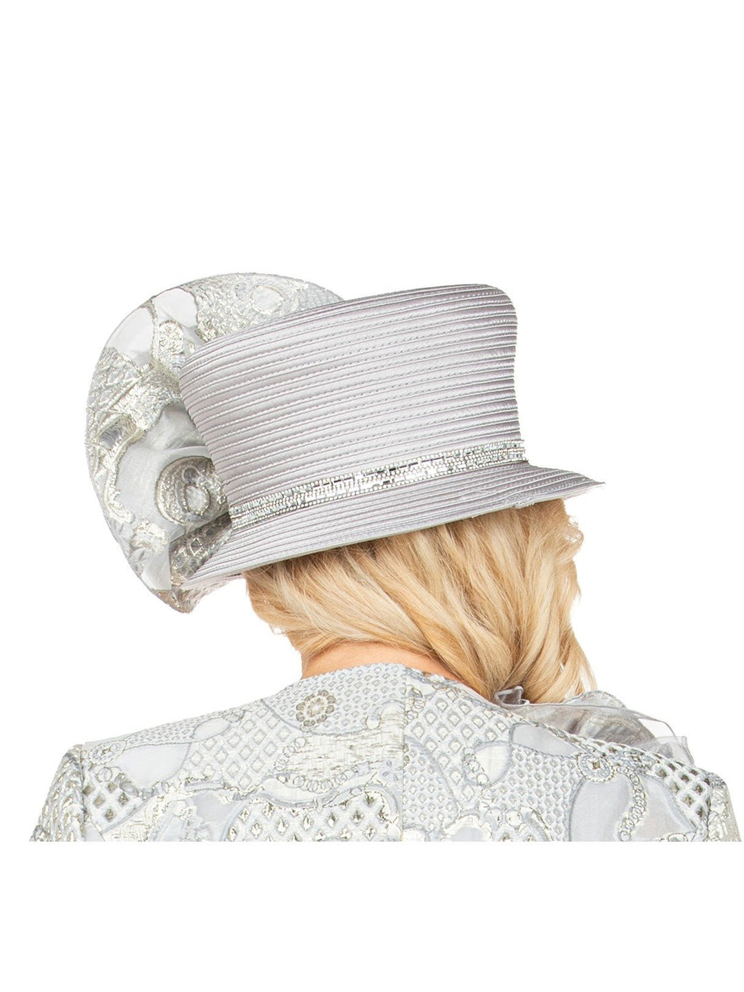 Luxury Silver Statement Rosette Crown Dress Hat - Especially Yours