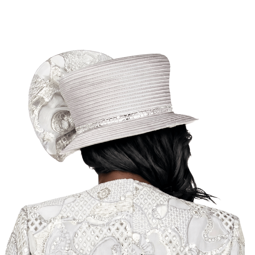 Luxury Silver Statement Rosette Crown Dress Hat - Especially Yours