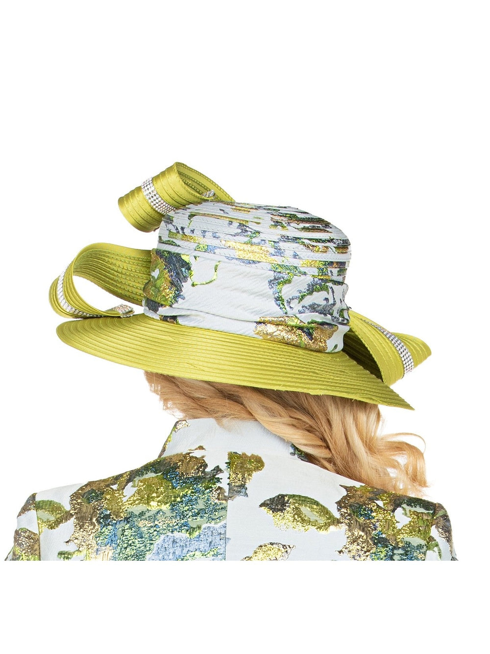 Luxury Olive Metallic Floral Detail Statement Hat - Especially Yours