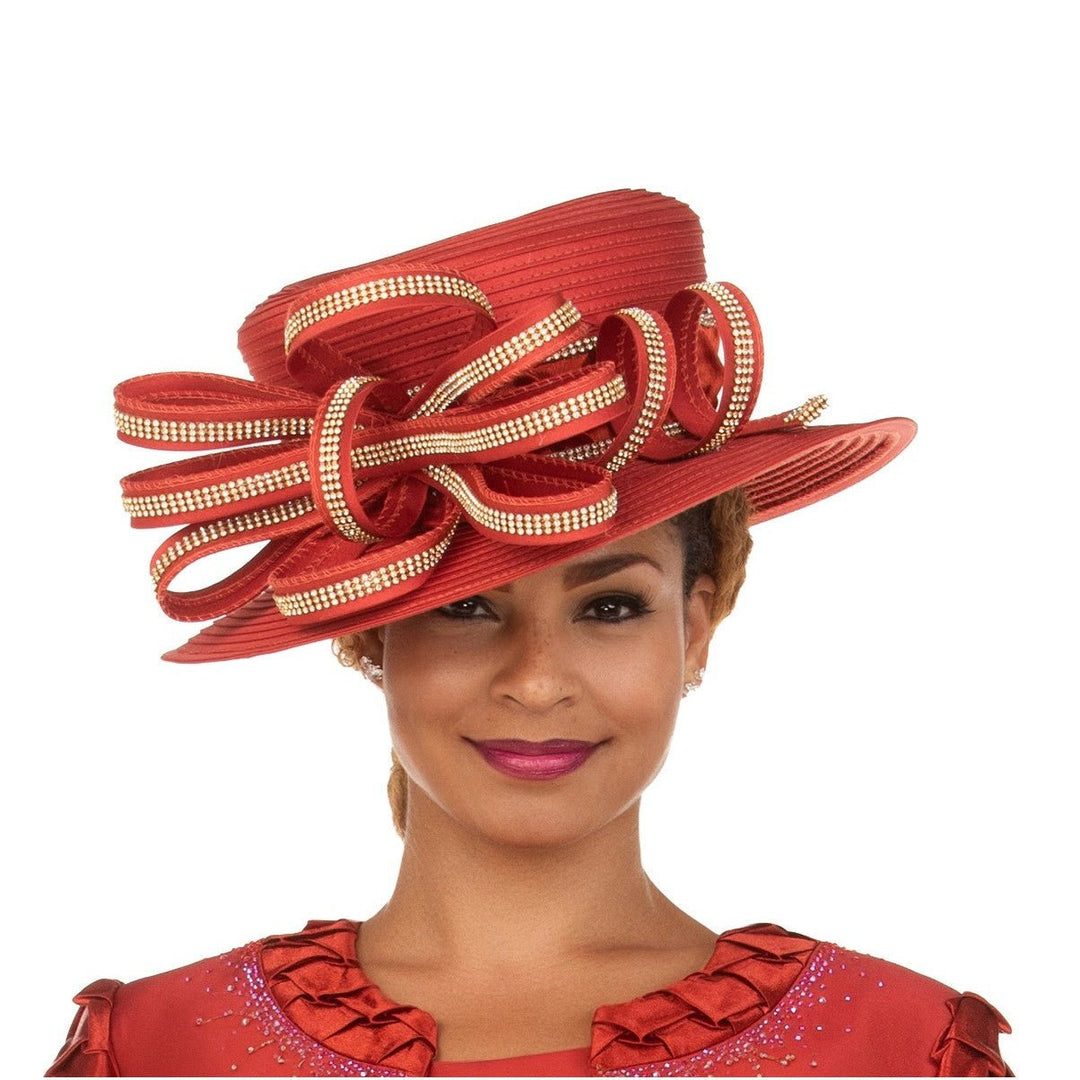 Wide Brim Hat w/ Sculpted Rhinestone Ribbon Loops - Especially Yours