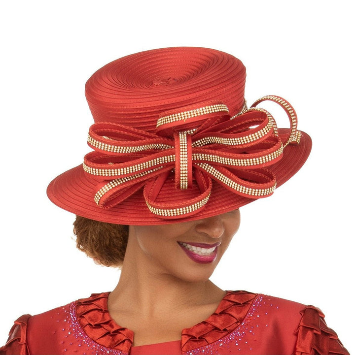 Wide Brim Hat w/ Sculpted Rhinestone Ribbon Loops - Especially Yours