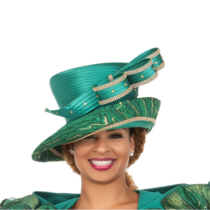 Wide Brim Hat with Rhinestone-trimmed Bow Detail
