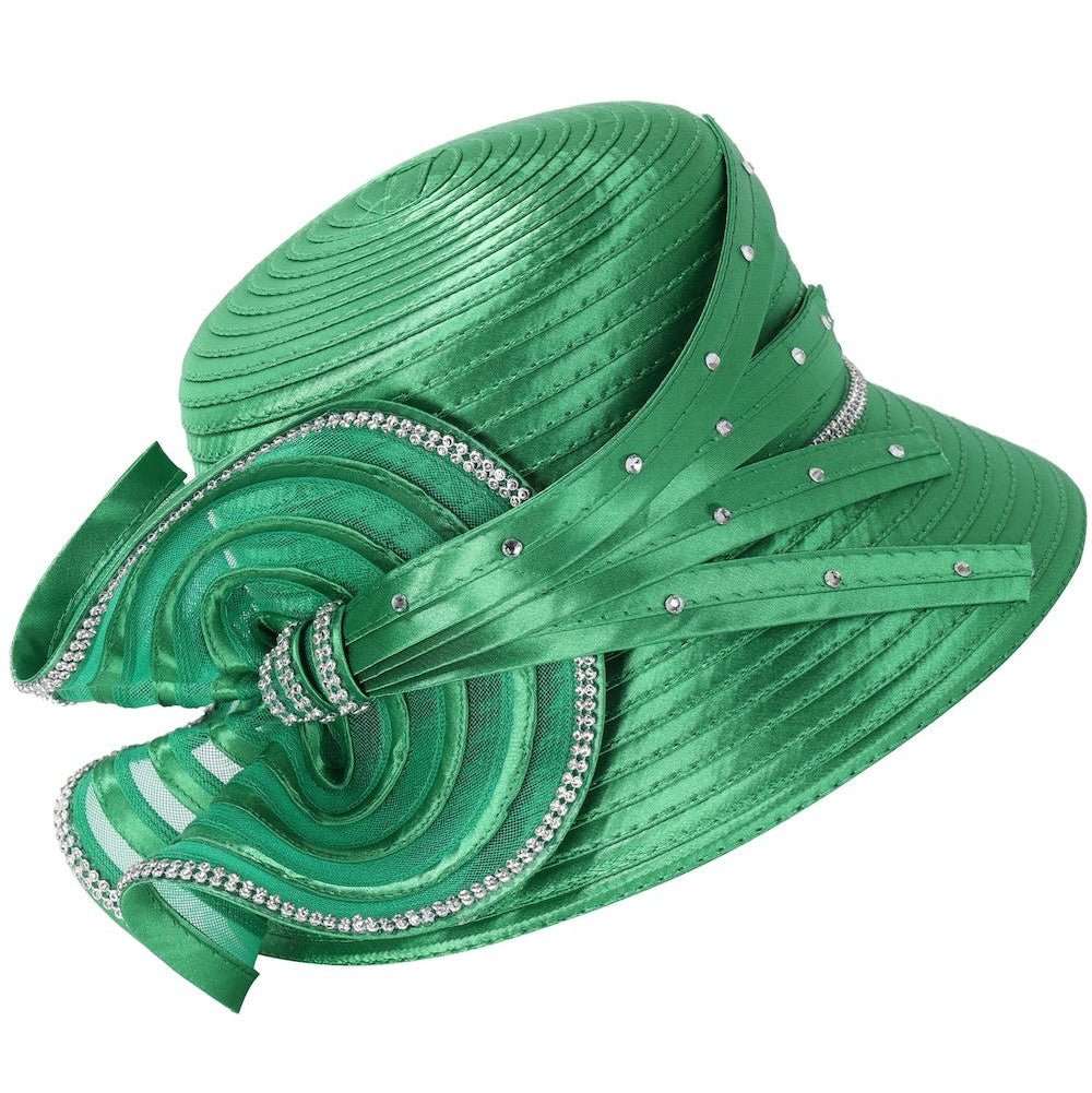 Elegant Rhinestone Swirl Rosette Medium Brim Hat - Especially Yours