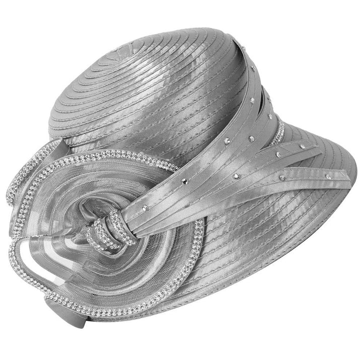 Elegant Rhinestone Swirl Rosette Medium Brim Hat - Especially Yours